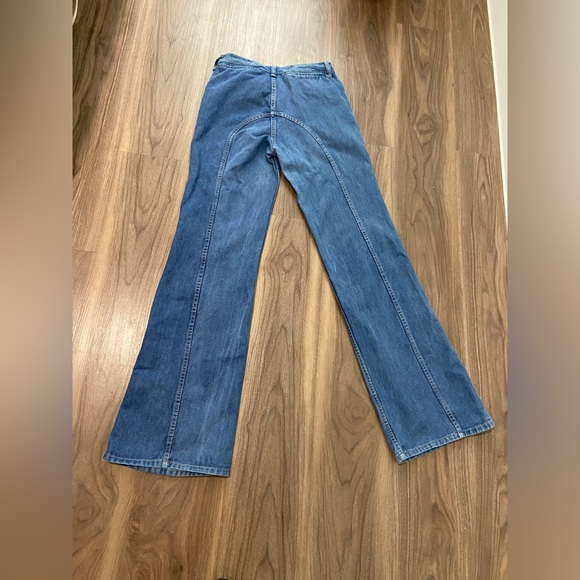Vintage 70s Y2K Blue Denim Big Bell Bottom Jeans 31x 33 Flare - Picture 4 of 4